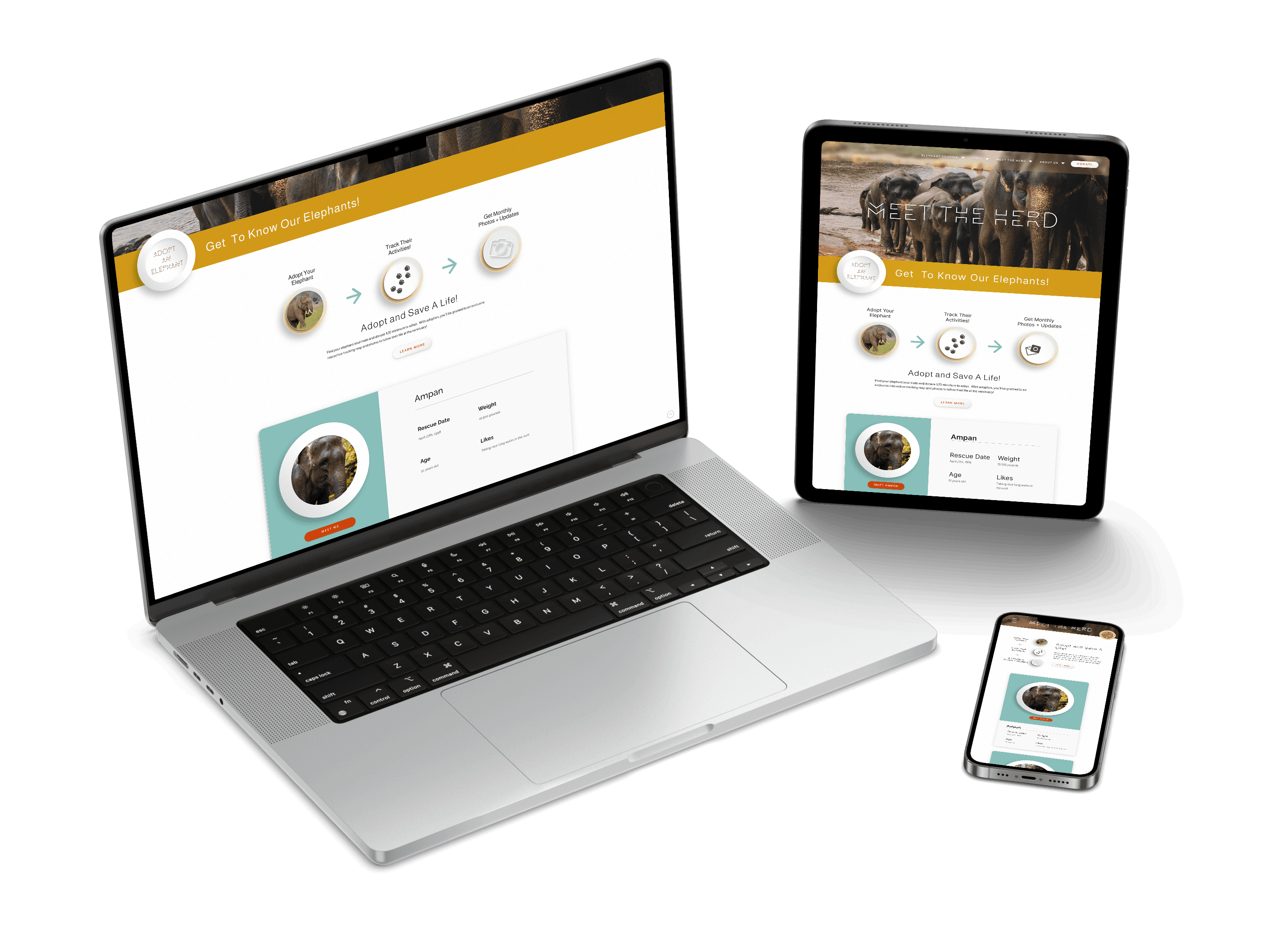 A laptop, tablet, and phone displaying a responsive website design for optimal user experience across devices.