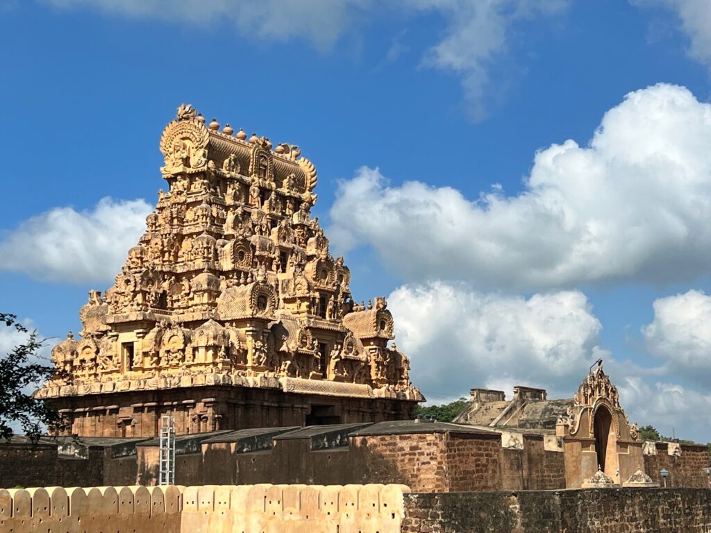 The outer gopuram of the Brihadeeshwara temple of Thanjavur.