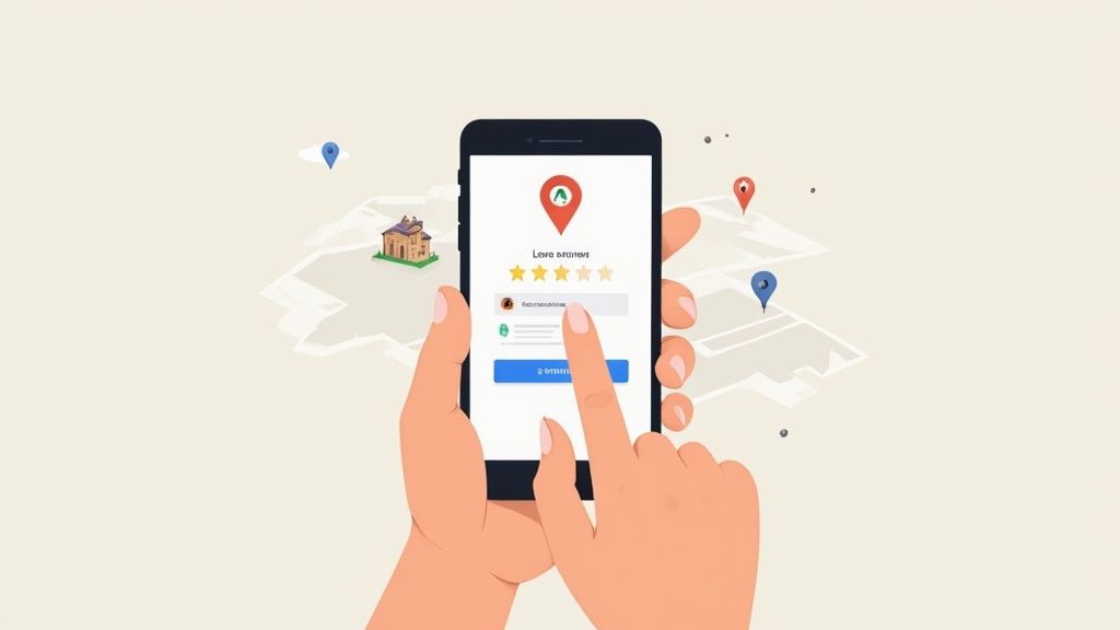A screenshot showing the Google Maps mobile app interface, displaying a map with various points of interest and navigation options.