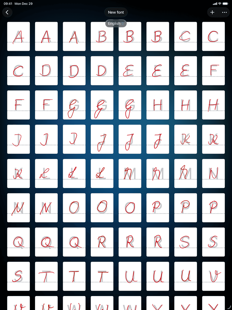 Multiple handwritten letter variations for natural looking text in Conwrite