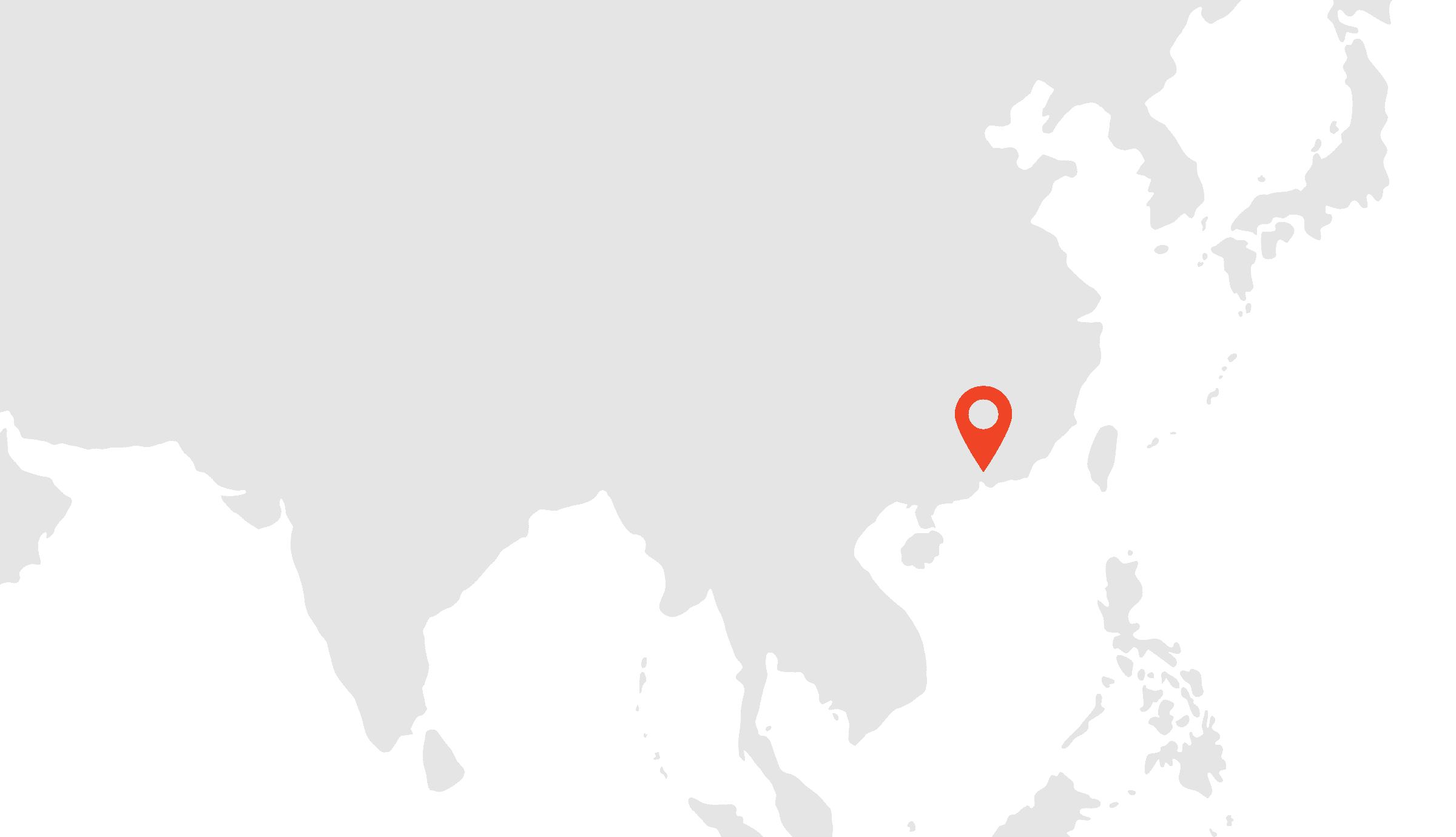 World map pointing at Hong Kong