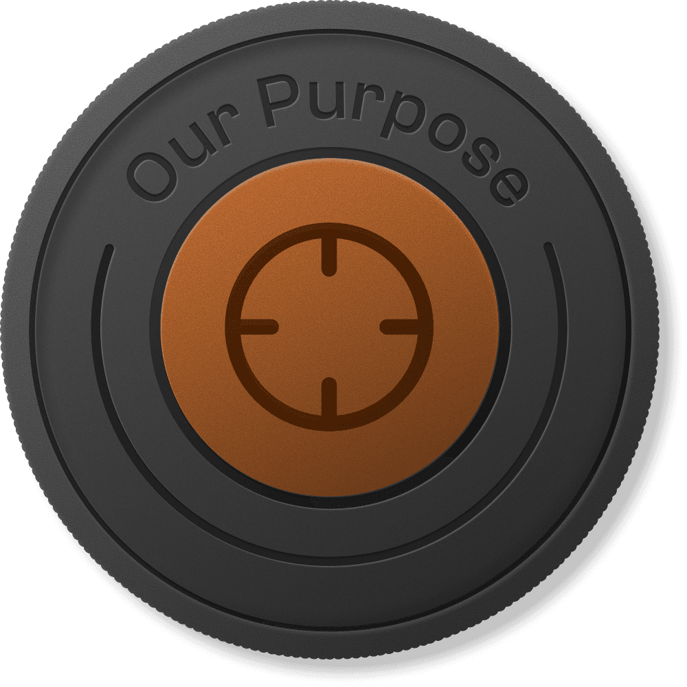 Our Purpose coin with brown and black color