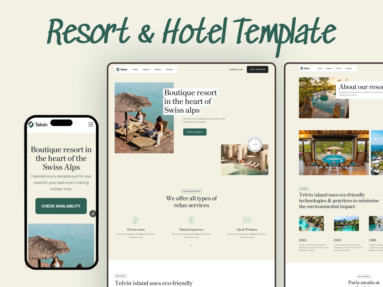 Telvin — 极简现代旅游酒店网站设计灵感