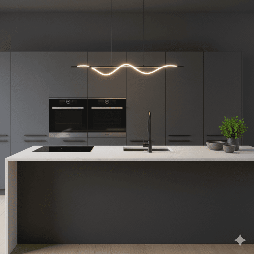 Sleek modular European kitchen design, M3M Gurgaon property