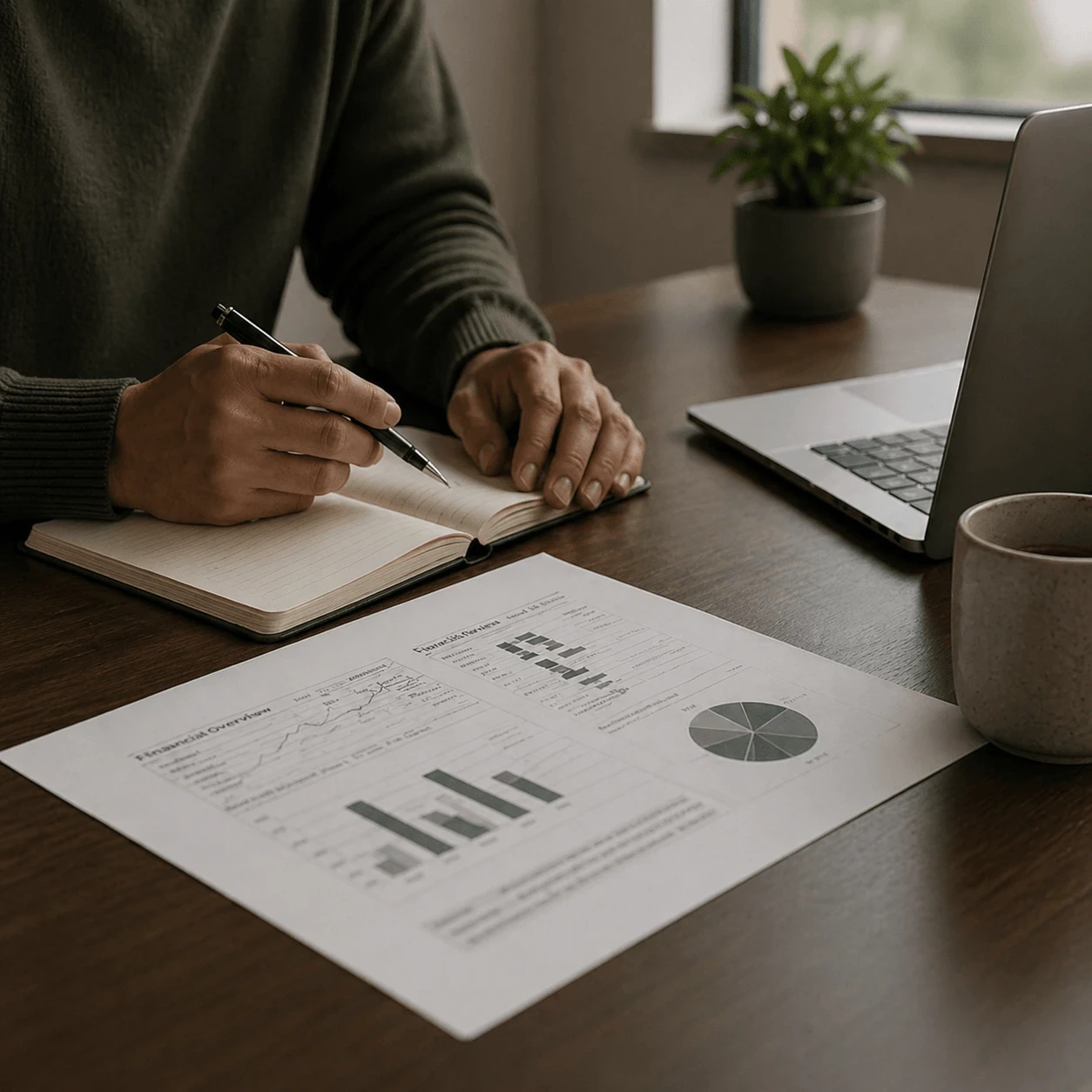 A person discussing financial documents