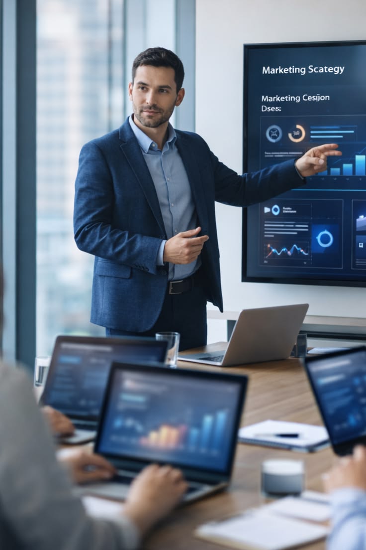 Business owner analyzing landing page and advertising performance.