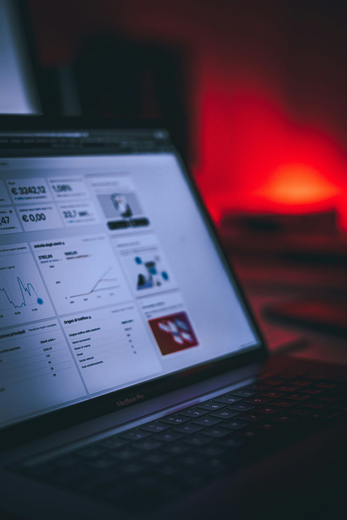 A laptop screen with marketing analytics on it