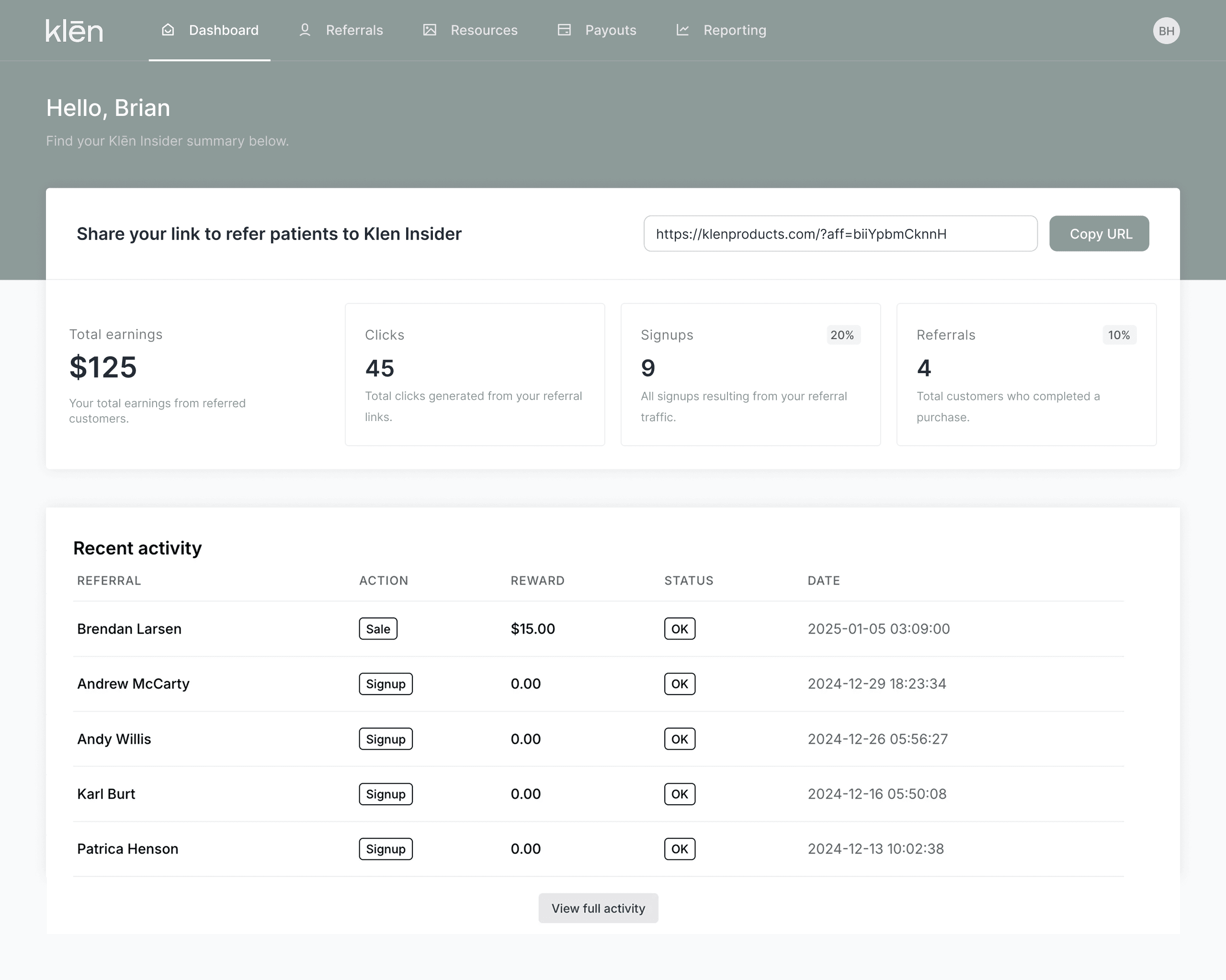 An image of Dreelio's dashboard