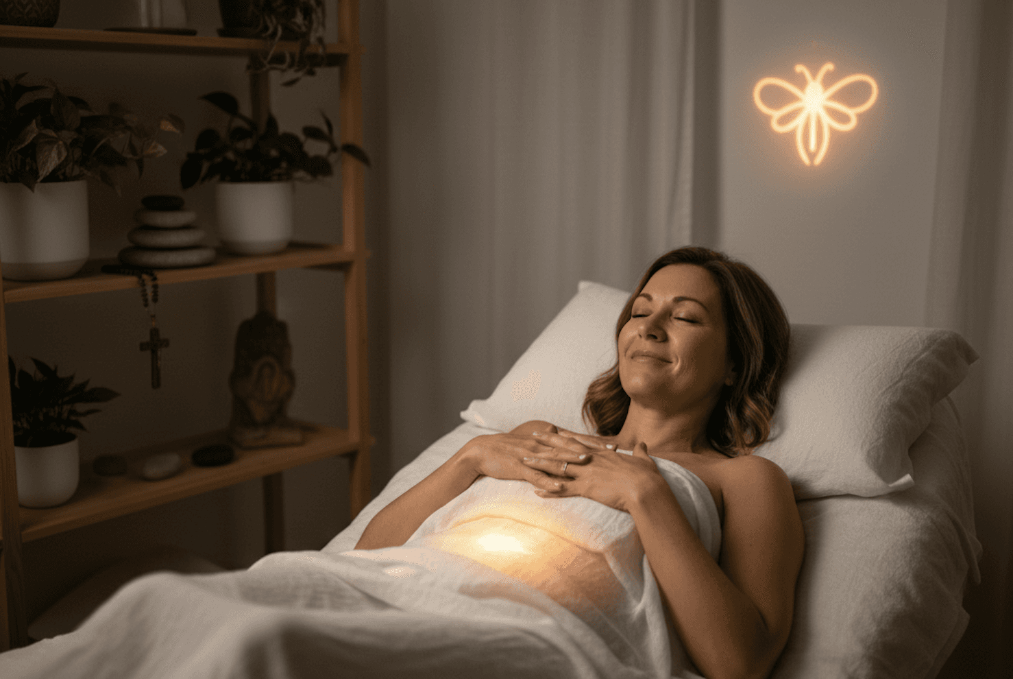 woman relaxing during a wellness therapy session at Waco Healing Room