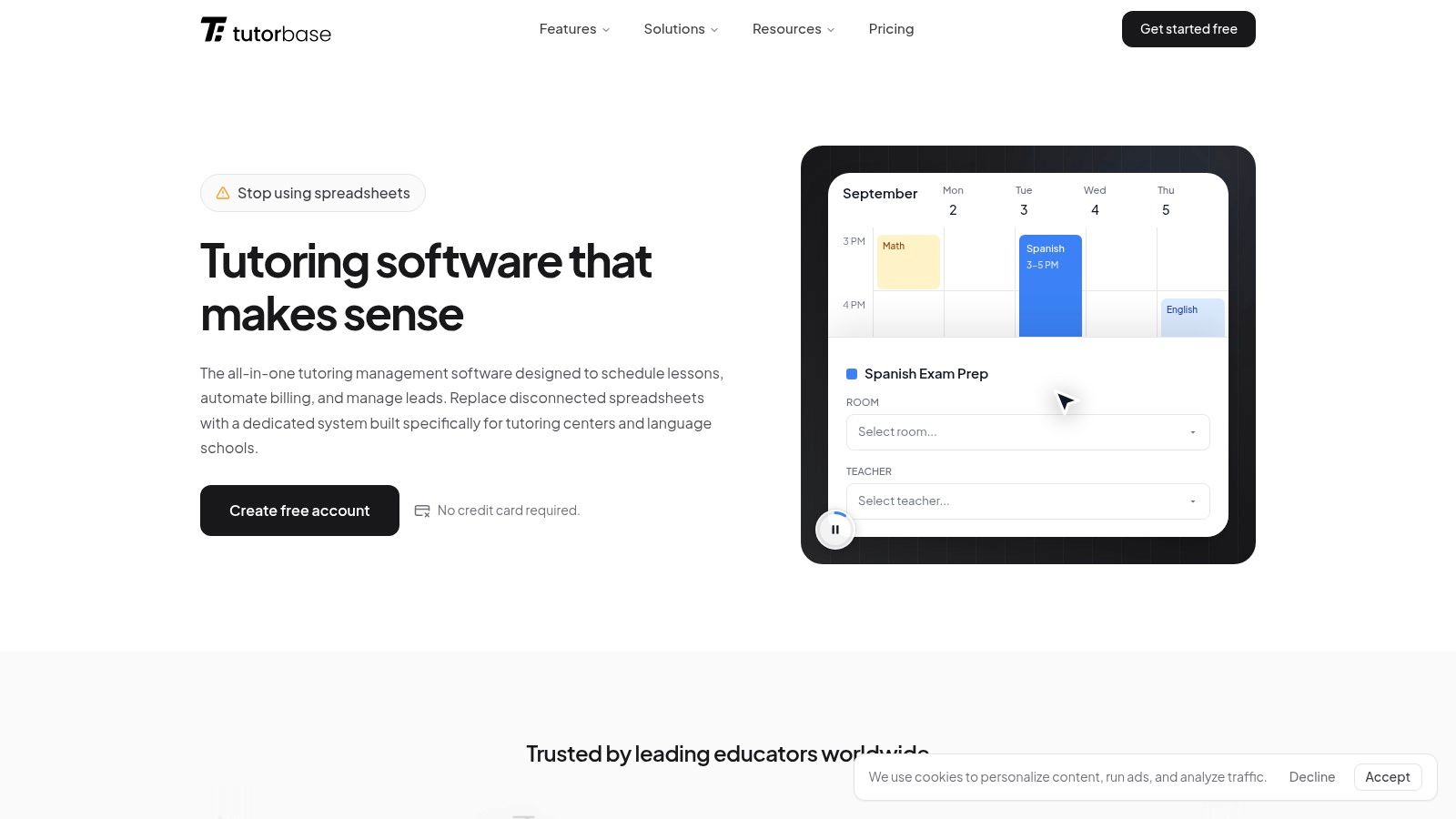 Screenshot from https://tutorbase.com