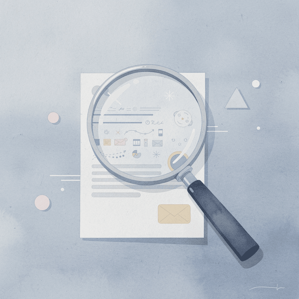 Magnifying glass examining system components representing technical debt analysis