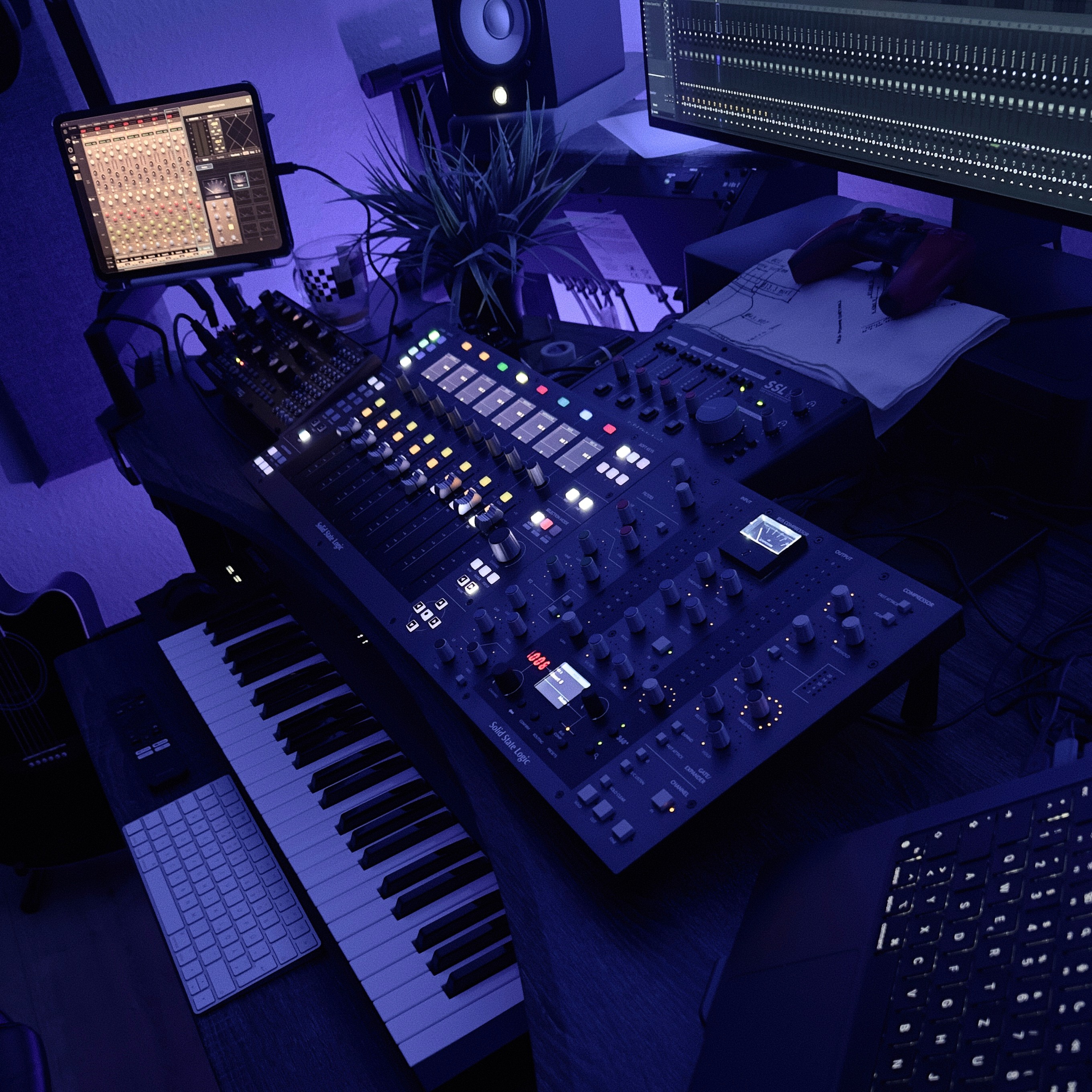 Mixing buttons in a recording studio