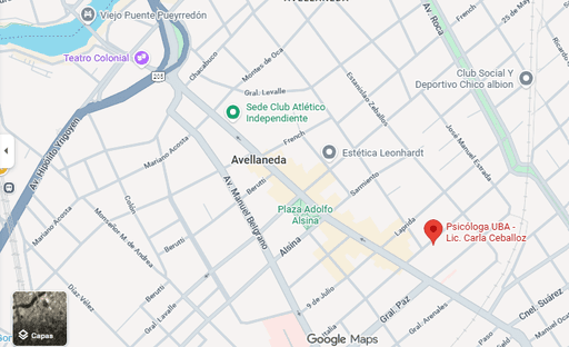 mapa del consultorio Lic. Carla Ceballoz, cerca de av Mitre, Avellaneda