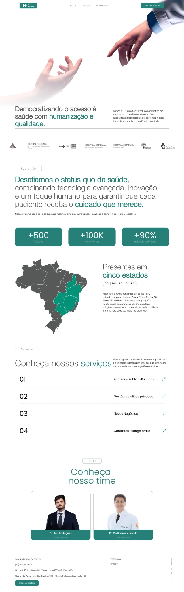 Seções de uma landing page para educação