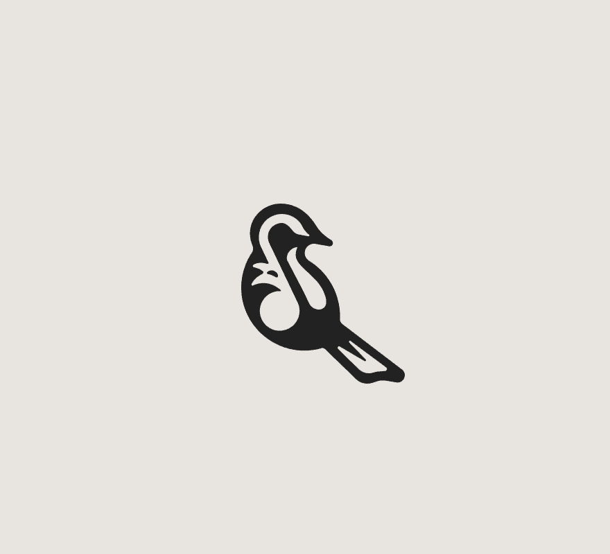 Logo of a songbird with a music note hidden within.