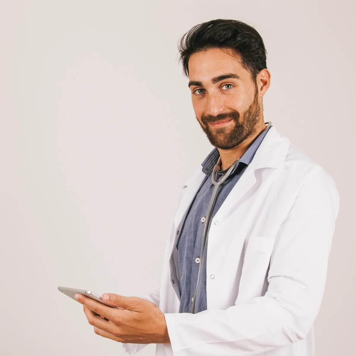 Dr. Daniel Ruiz with a stethoscope around his neck