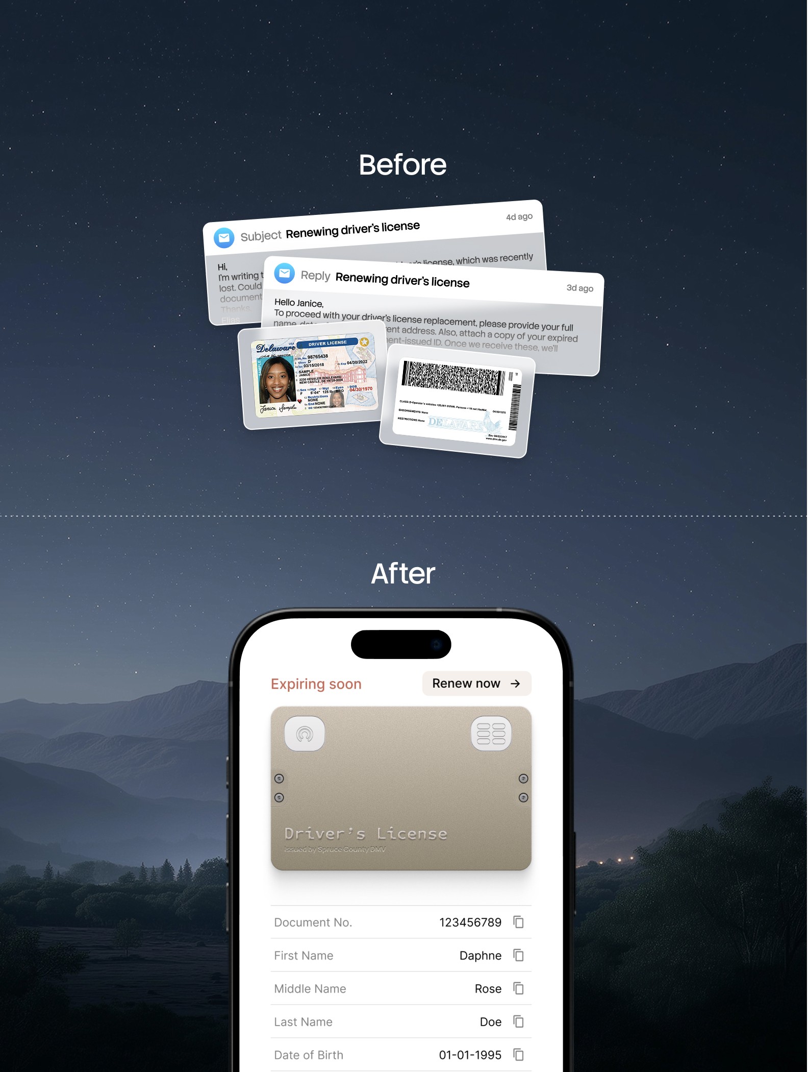 stack-of-emails-and-document-images-compared-to-renewal-button-on-smartphone