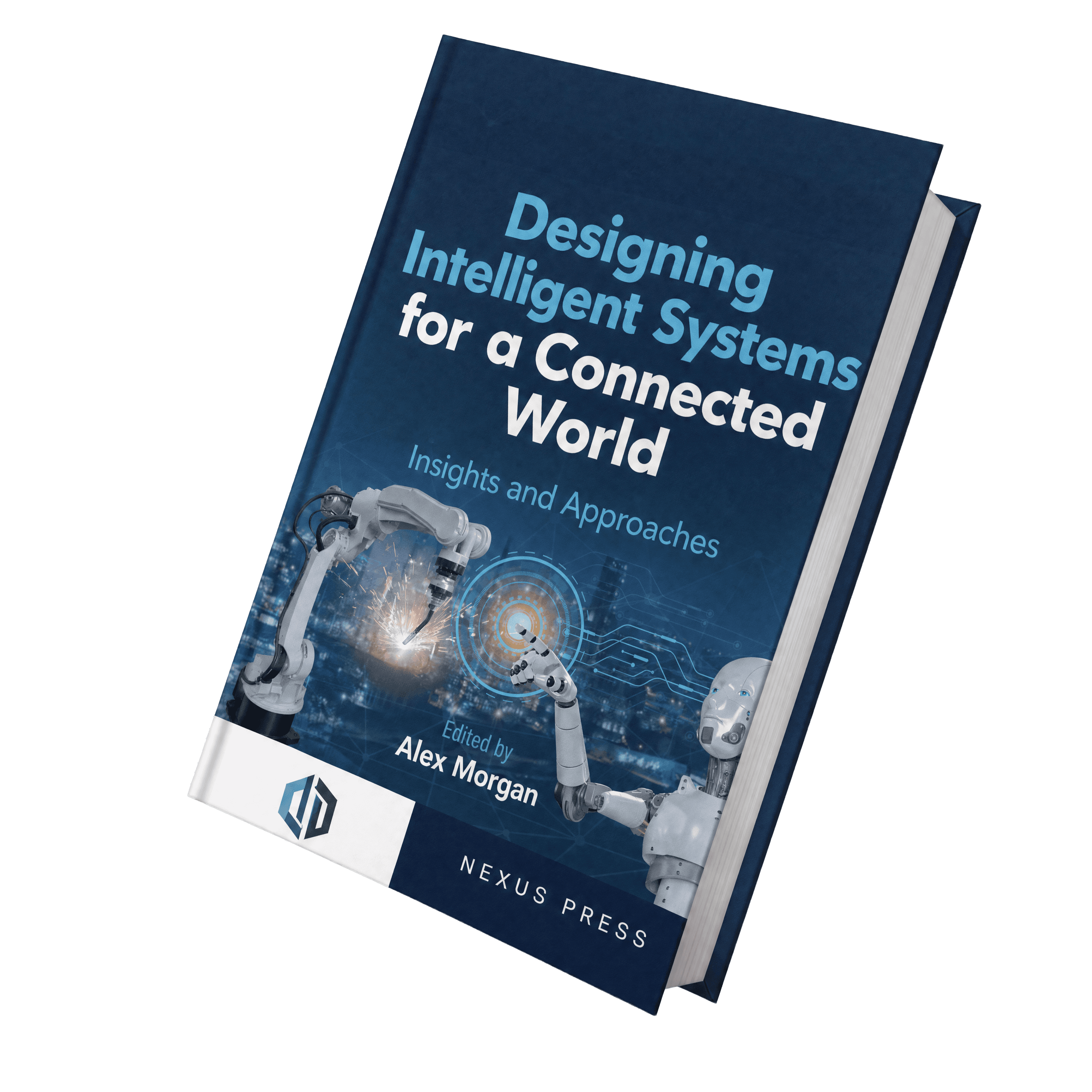 Blue hardcover book titled Designing Intelligent Systems for a Connected World