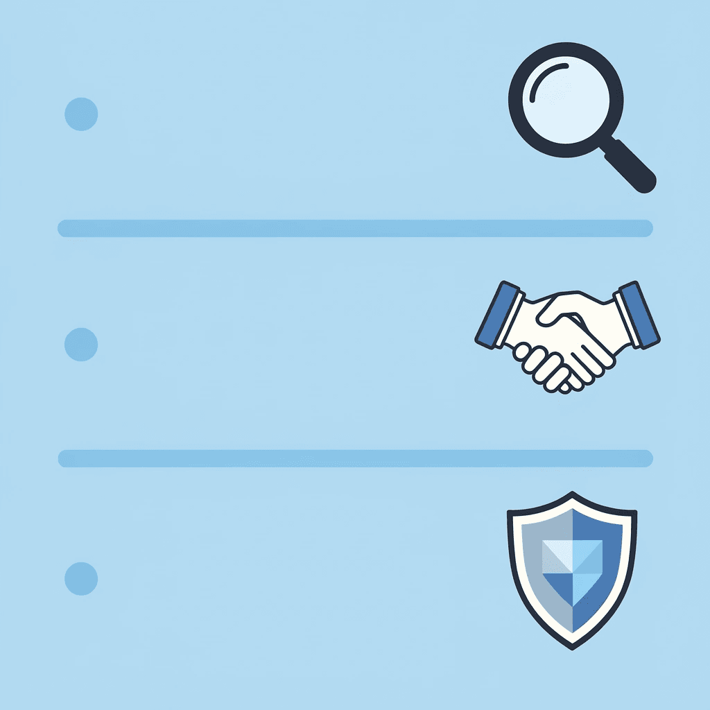 Checklist showing three key evaluation criteria for sales outsourcing partners