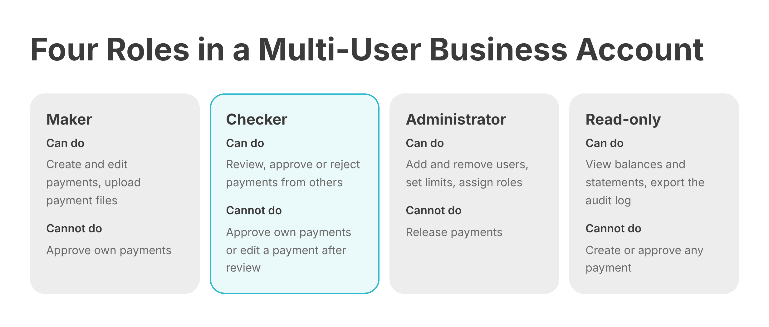 Role Matrix for a Multi-User Business Account