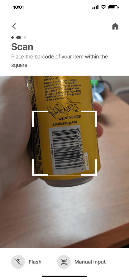 Calorie app - scan item