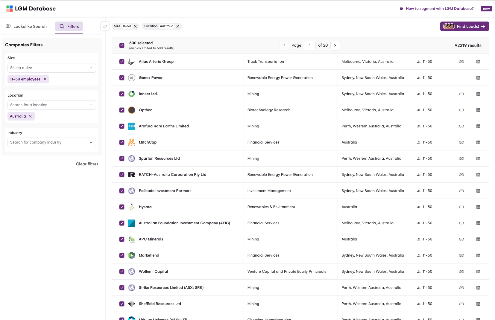 La Growth Machine Review - database