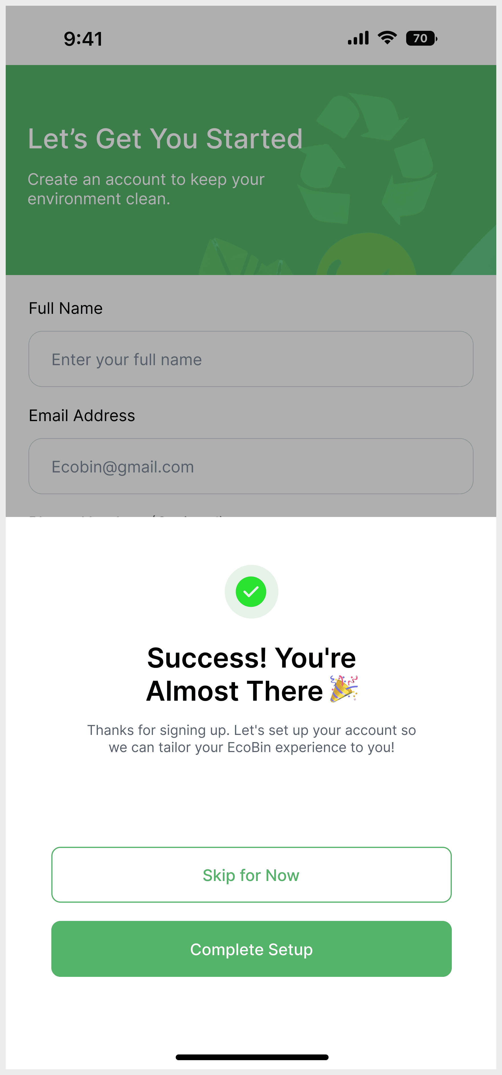 Authentication & Setup, screen 2