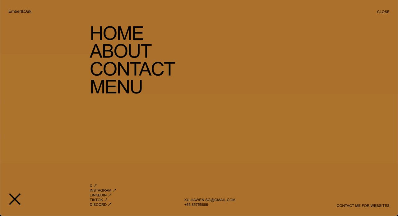 Overlay navigation menu for Ember&Oak