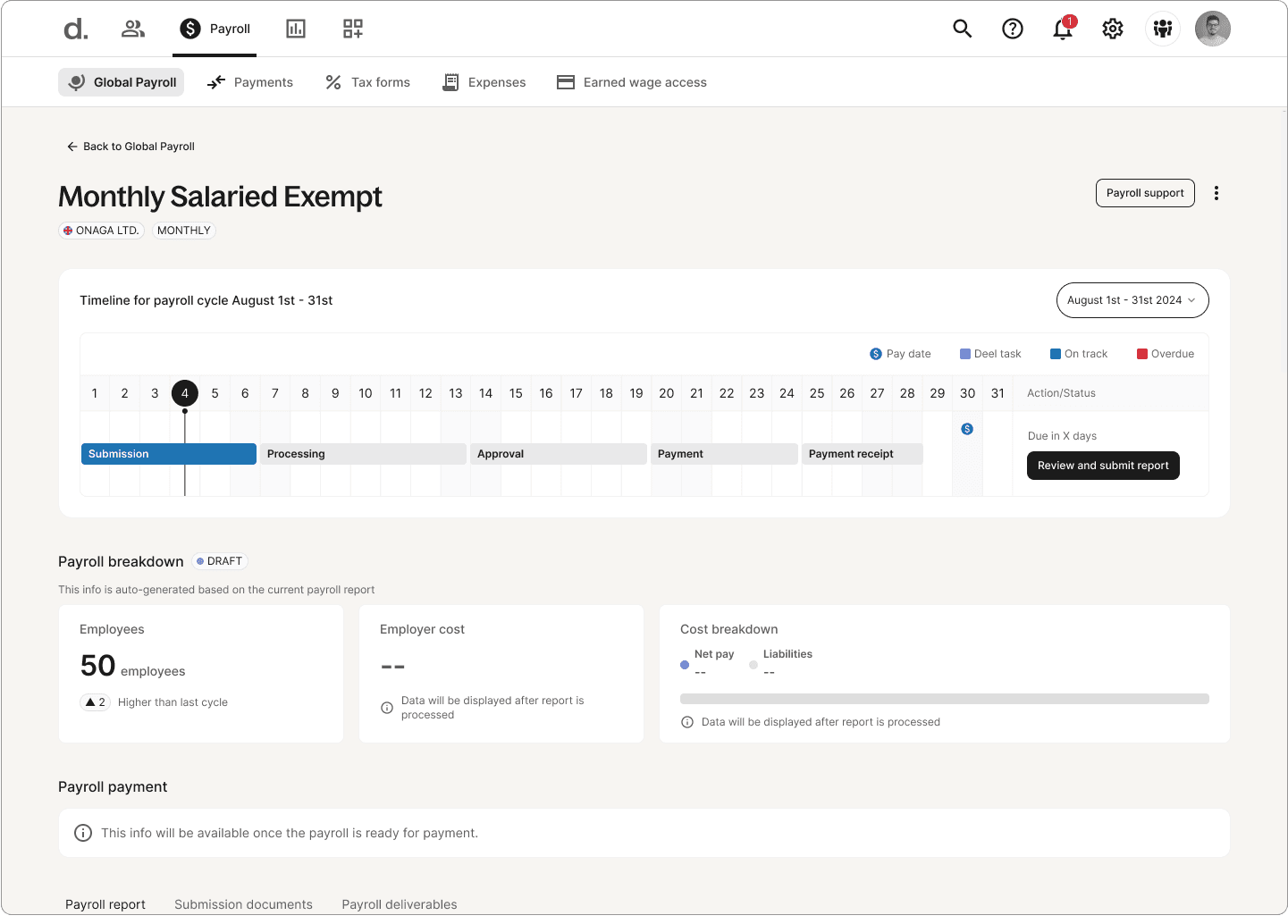 After understanding global payroll across the organization, users can begin exploring specific entities.