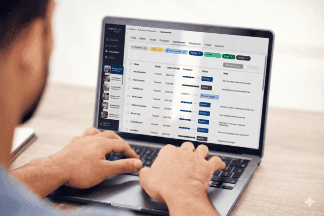 property cloud Immobilien CRM Dashboard für Schweizer Makler