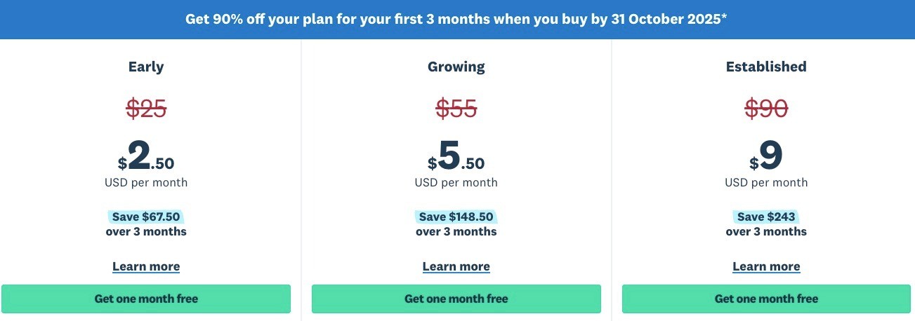 Pricing for Xero accounting software