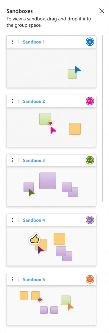 GIF of MS Whiteboard Focus Mode and Sandboxes features