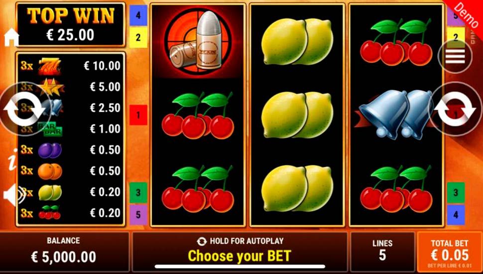 Win Shooter — interface 3×3 avec 5 lignes de paiement