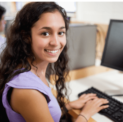 Girl working on her laptop