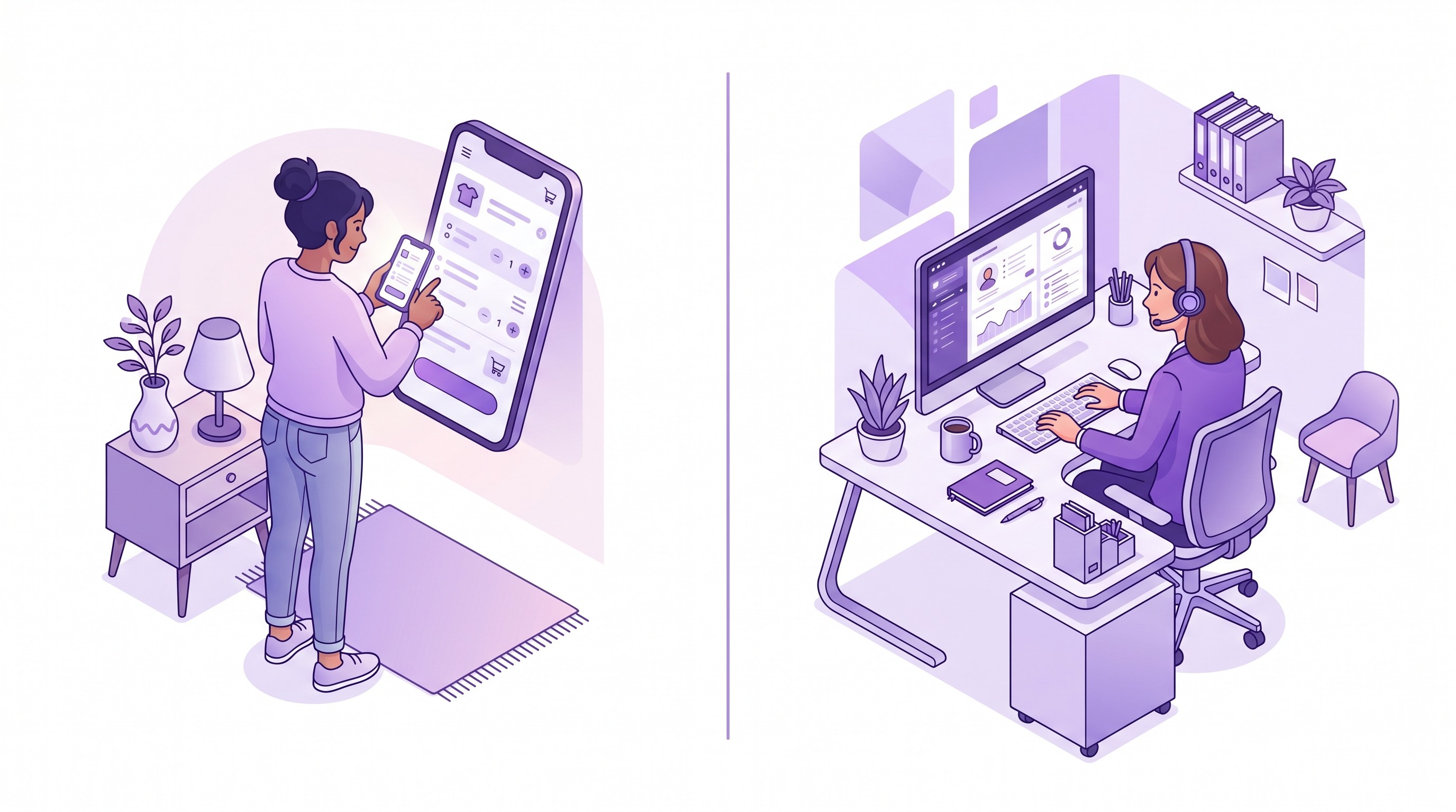 Customer self-editing an order versus a support agent doing it