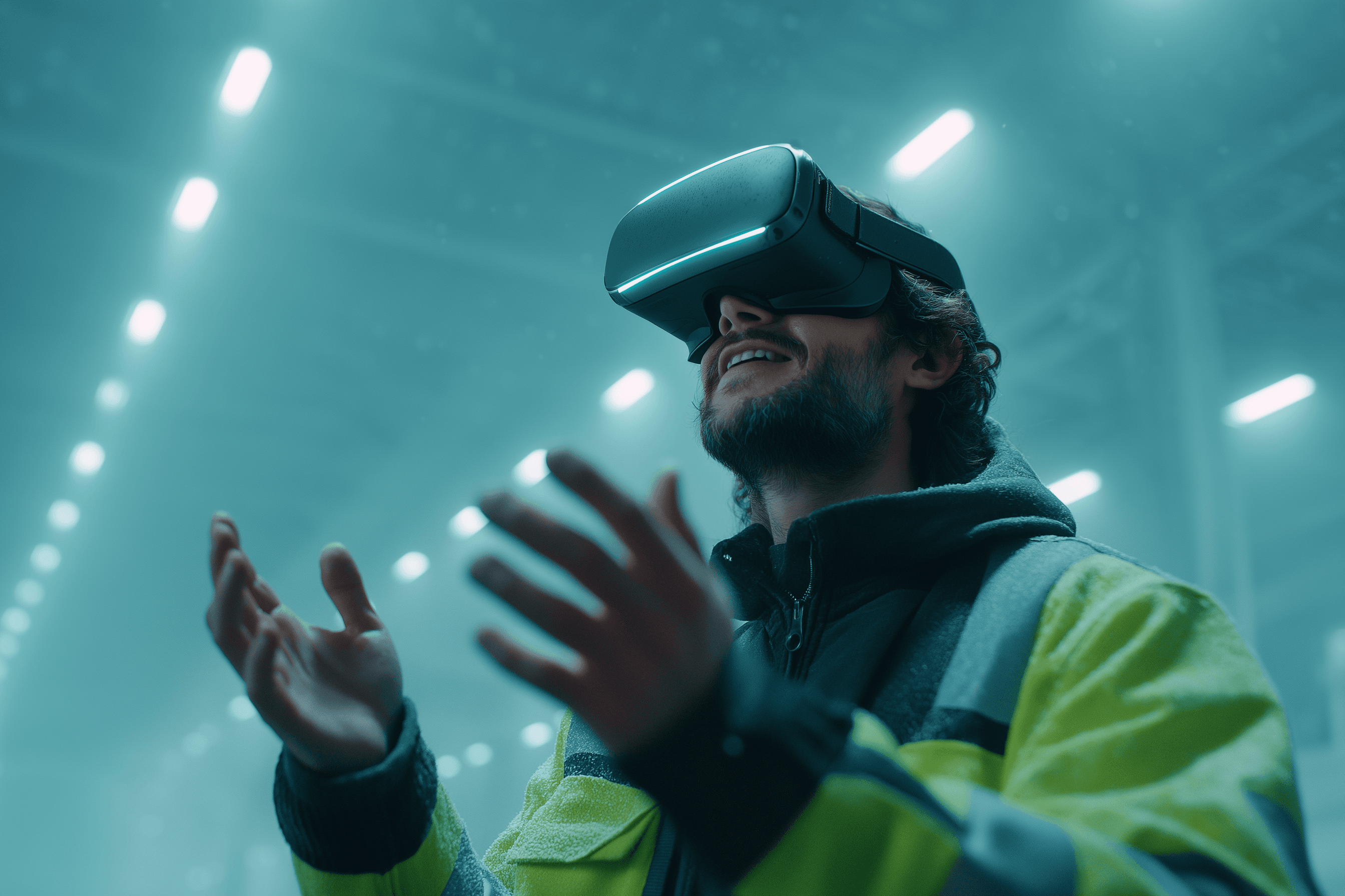 Man wearing VR glasses