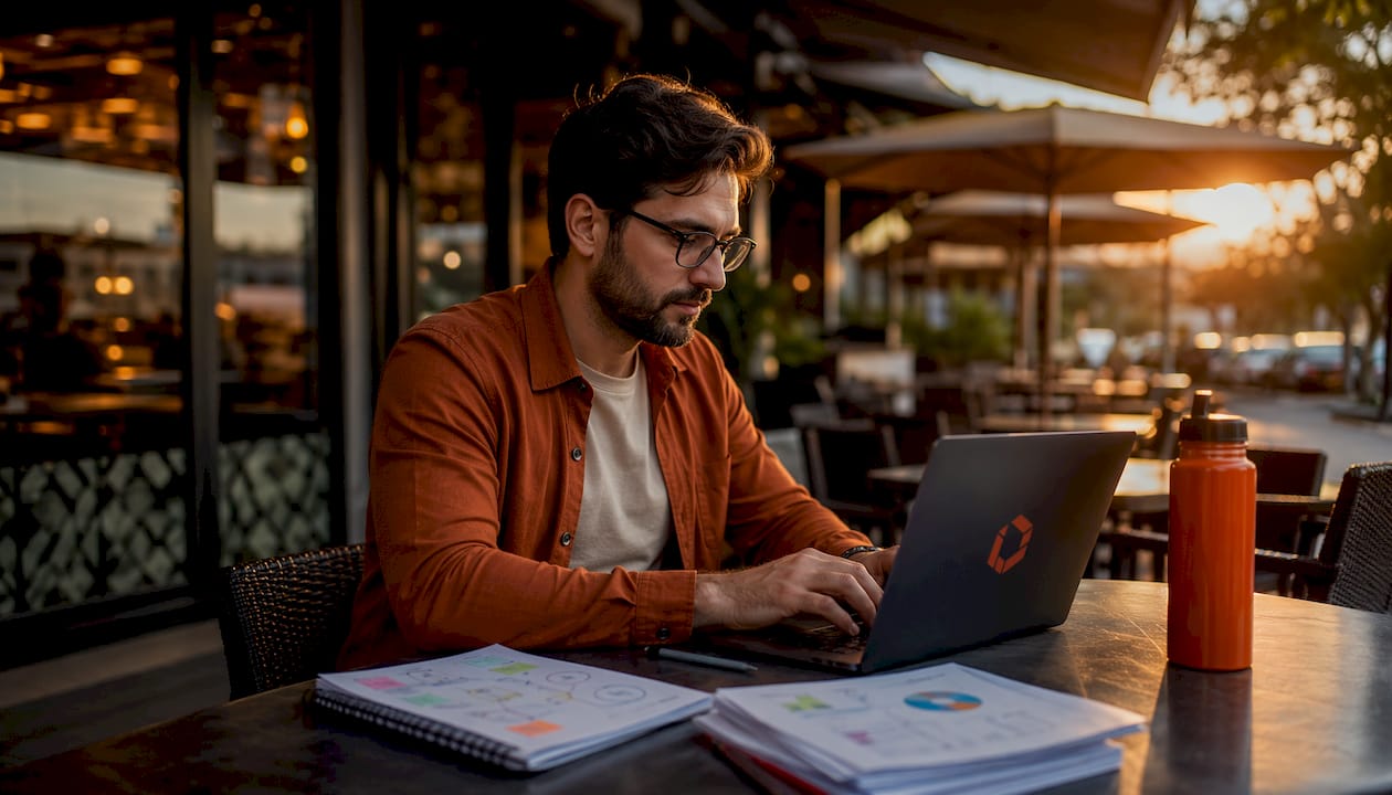 Project manager hands on keyboard managing remote vendor