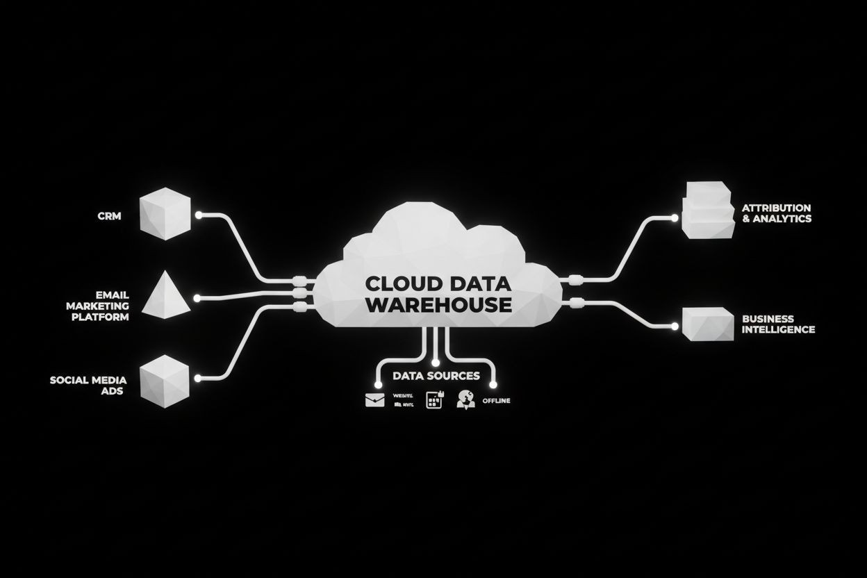 Connected marketing systems and cloud data warehouse