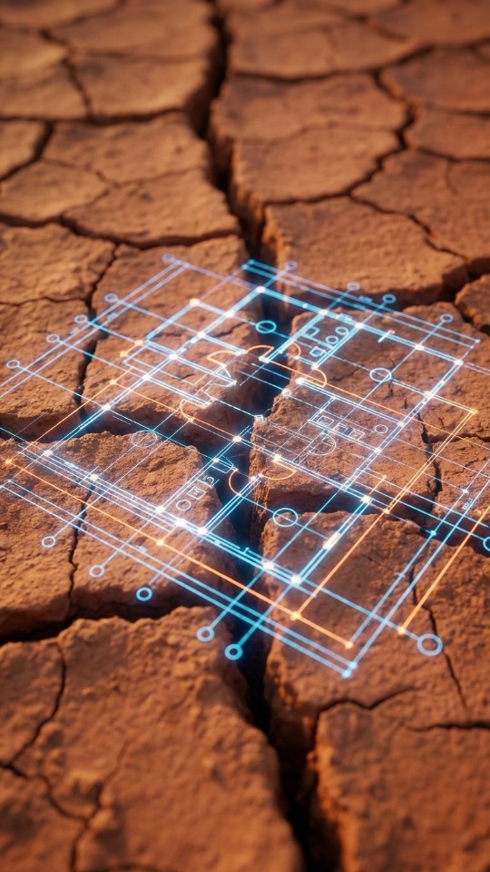 image of a ground with a blueprint over it