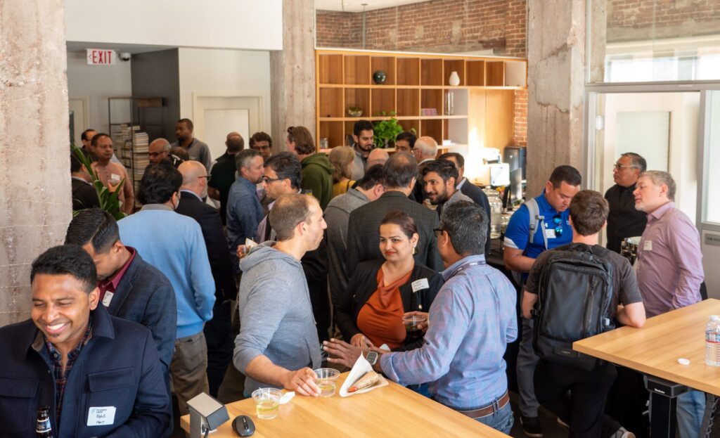a group of people gathering at the RSA, the world's leading cybersecurity conference.