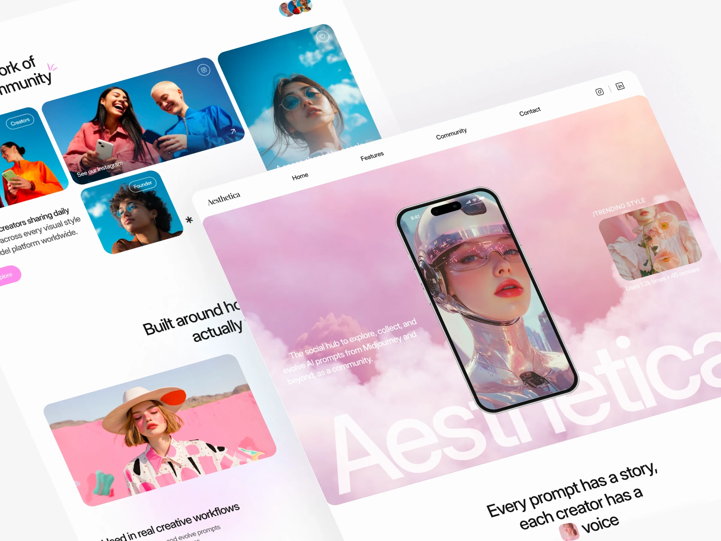 Aesthetica AI prompt community website template built in Framer
