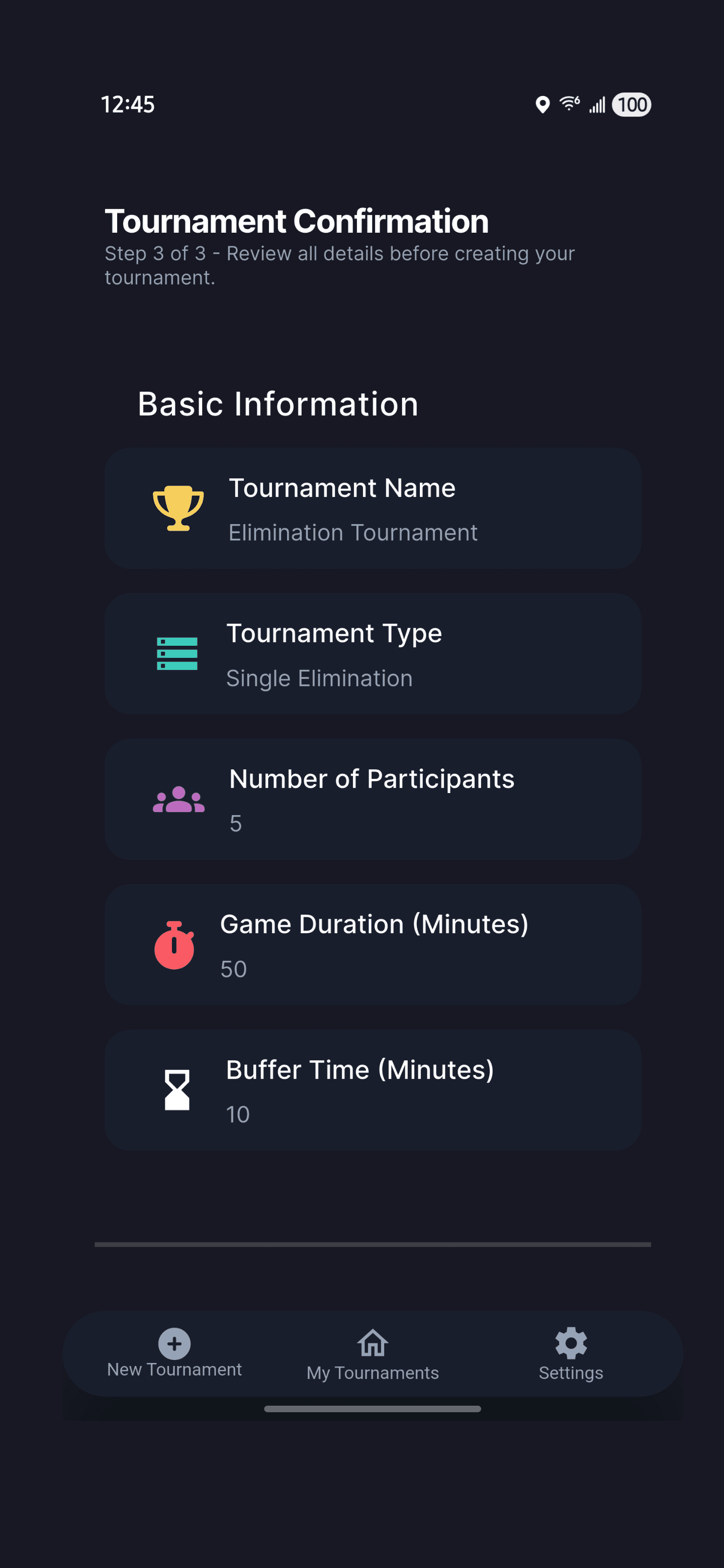 BrackIt tournament scheduling app screenshot