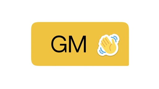 A yellow chat box delivers a good morning message with a waving hand emoji