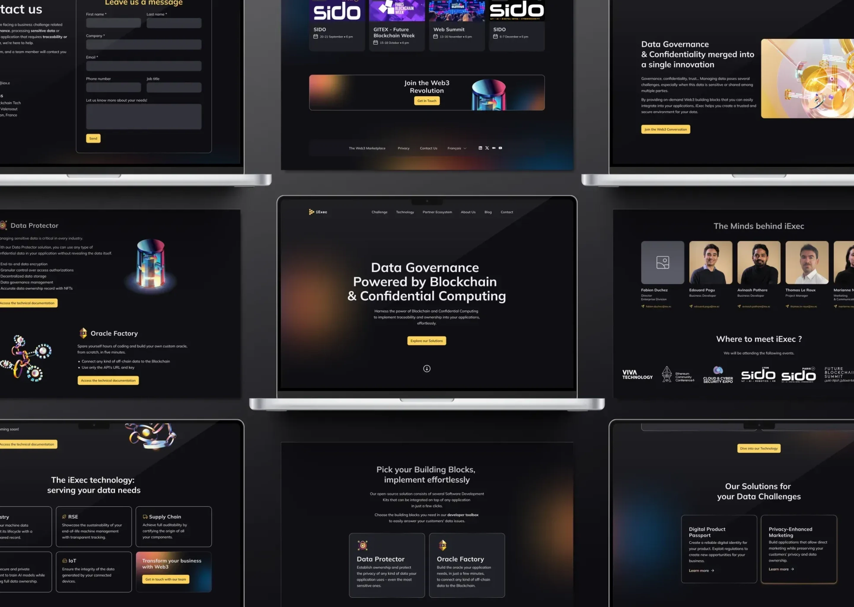 Mockup d’un ordinateur portable affichant le site web de la start-up iExec, présentant un outil de développement Web3, conçu par un web brand et UX UI designer basé à Rennes et à Paris, spécialisé en design de sites web et de branding de marques