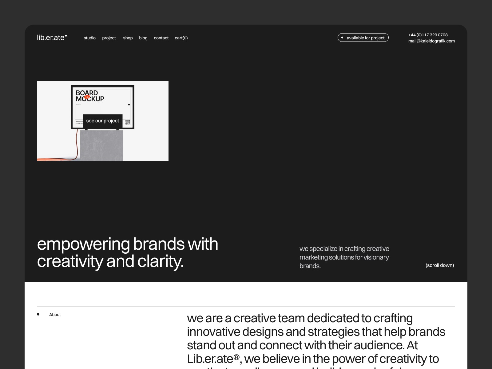 Liberate personal portfolio template homepage preview