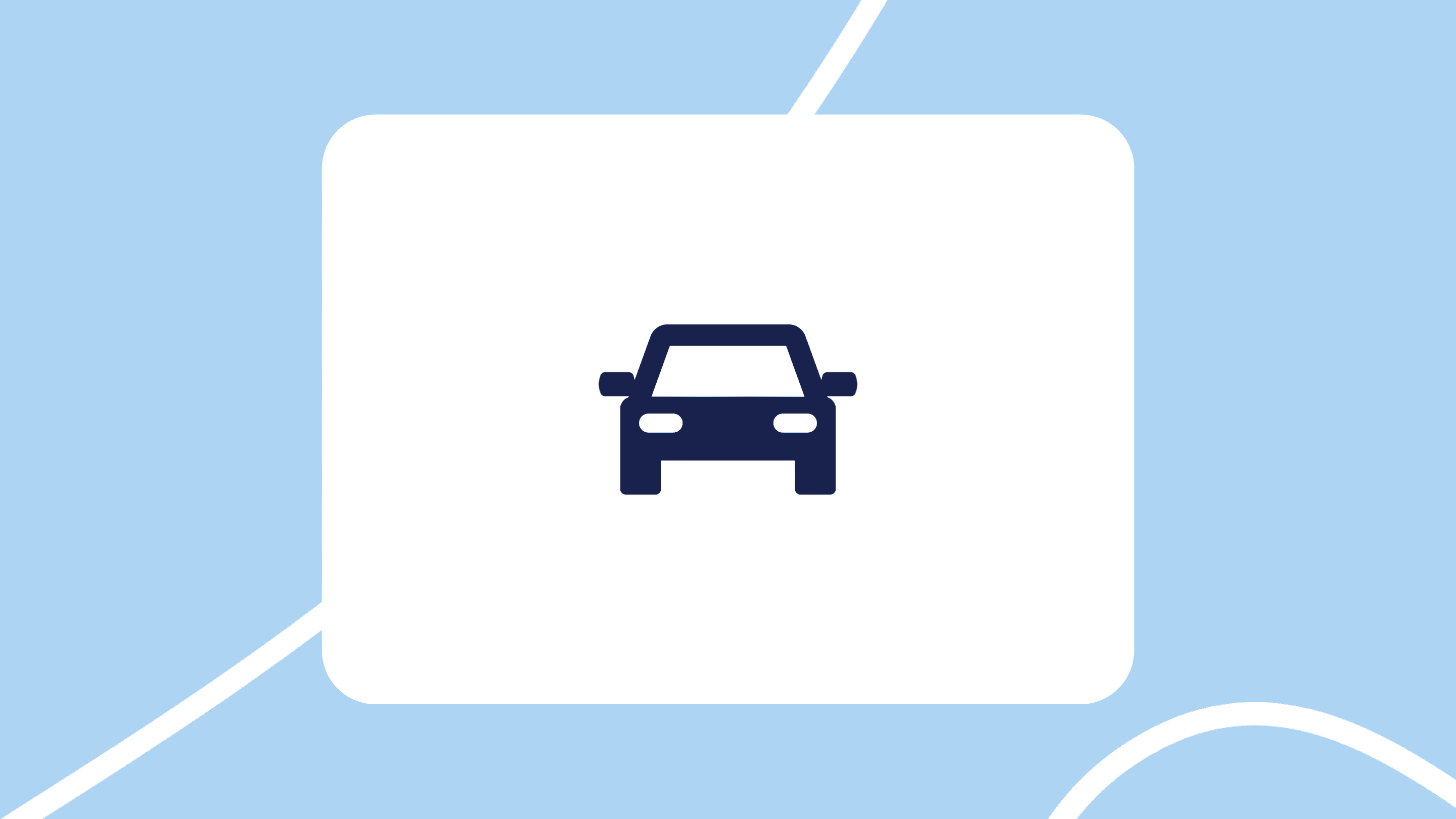 Icono de coche en color azul oscuro sobre fondo azul claro (ilustración minimalista).