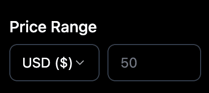 Price range selector