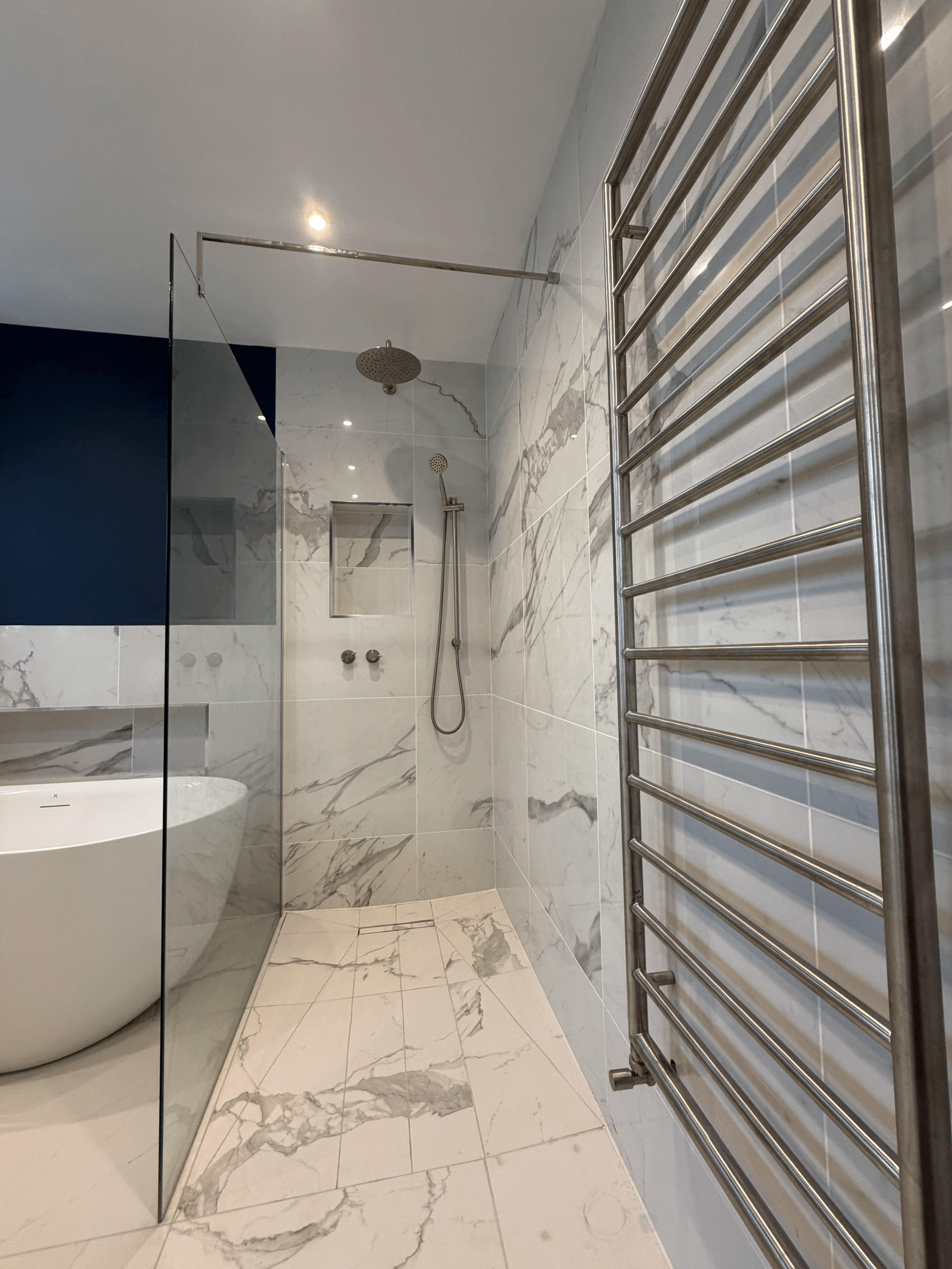 luxury bathroom door opened rear view