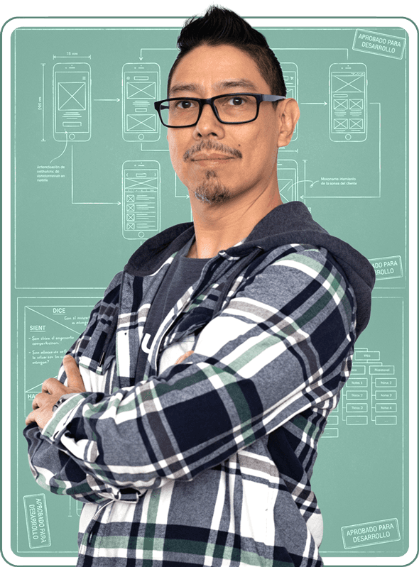 Fotografía profesional de Carlos López, Diseñador de Experiencia de Usuario (UX) y Project Manager certificado por Google; su expresión transmite liderazgo y compromiso con el diseño de productos digitales estratégicos y accesibles.