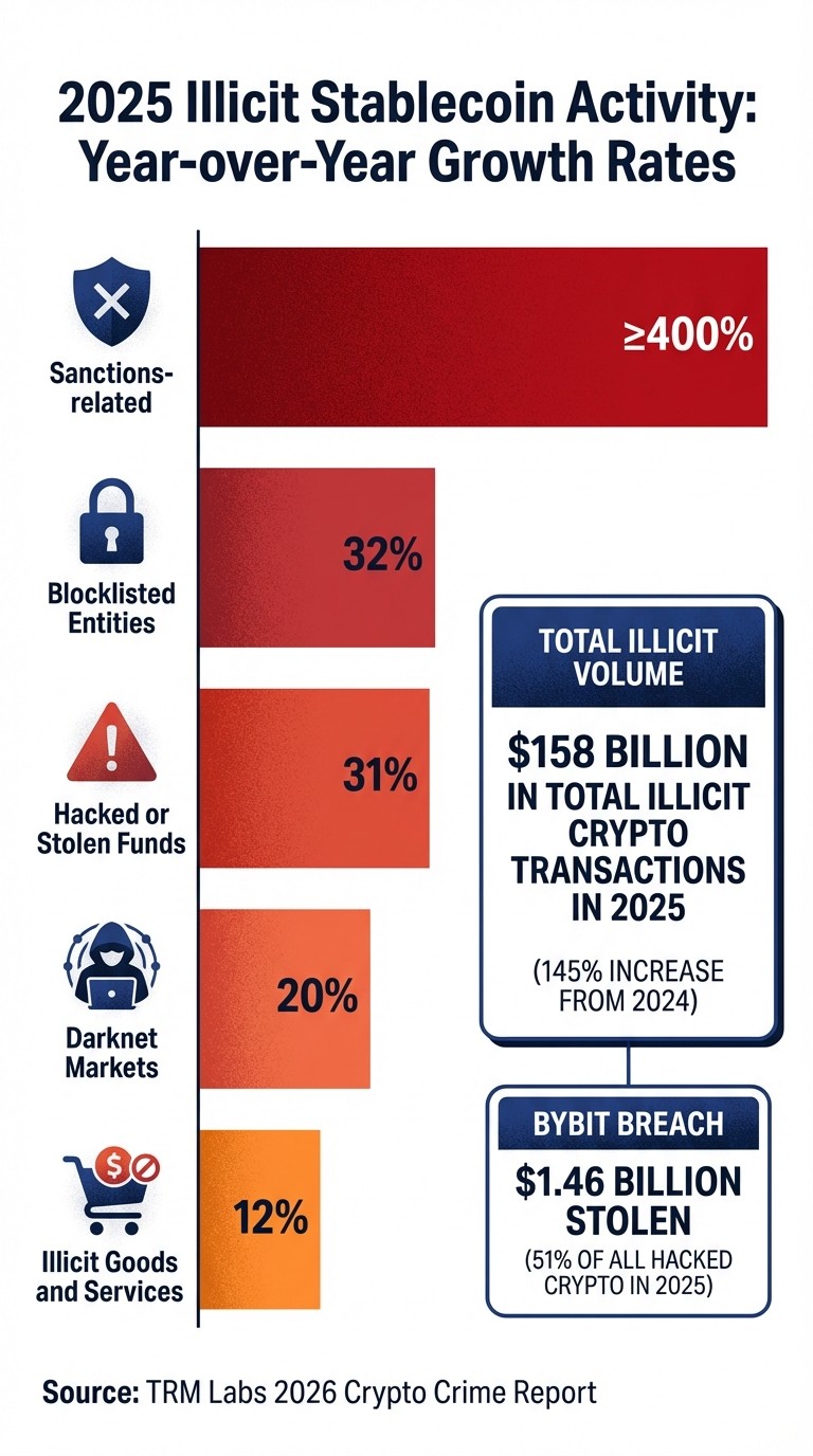 2025 Stablecoin Illicit Activity Growth Rates by Category